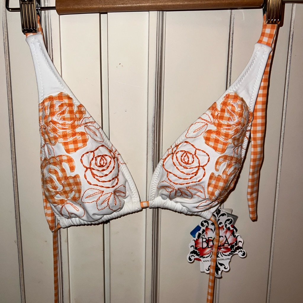 Becca Orange Floral Bikini Top